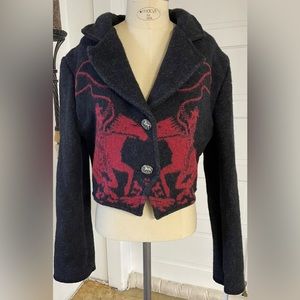 Vintage Wooded River Wool Blend Western South Bronco Horse Crop Cowgirl Jacket M